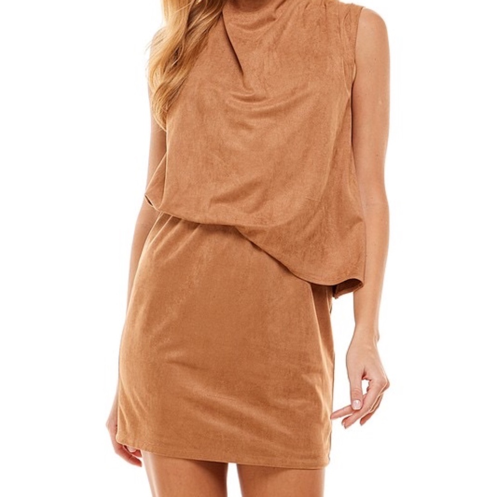 Elegant Tan Mini Dress